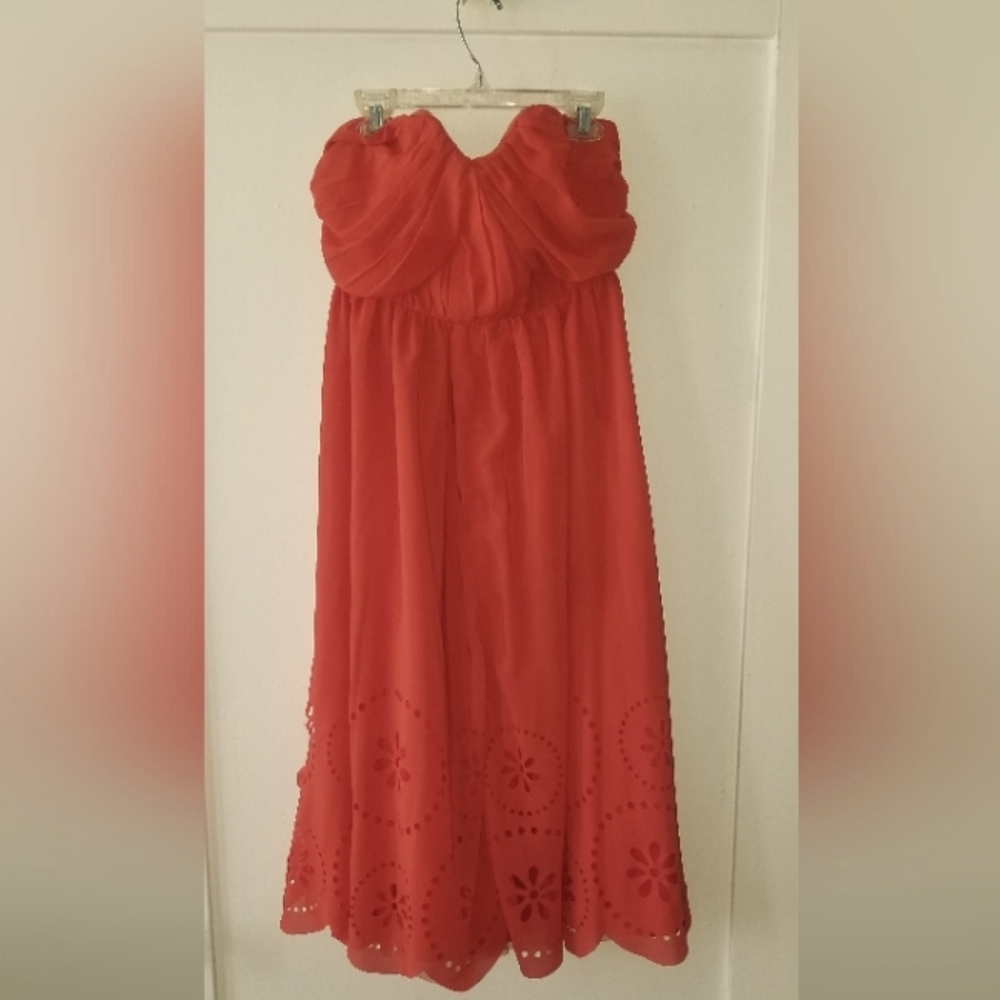 Gorgeous H&M strapless muted red orange cutout dress
